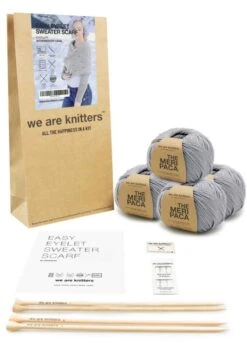 Easy Eyelet Sweater Scarf X @knitatude -We Are Knitters Sales easy eyelet sweater scarf kit baja