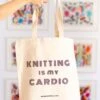 Tote Bag: Knitting Is My Cardio -We Are Knitters Sales knitting accessories tote bag knitting cardio en 01