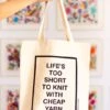 Tote Bag: Life Is Too Short 2 Tote Bag: Life Is Too Short -We Are Knitters Sales knitting accessories tote bag life short en 01