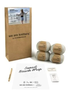 Sunset Beach Wrap X @twoofwands -We Are Knitters Sales knitting kit cotton scarves sunset beach wrap EN 03