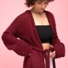 Pacific Red Cardigan -We Are Knitters Sales knitting kit easy breezy bamboo cotton pacific red cardigan en 01