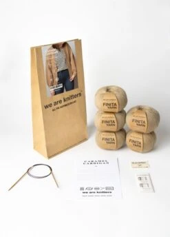 Caramel Cardigan -We Are Knitters Sales knitting kit finita yarn meriwool caramel cardigan en 03