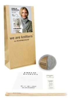 Emelie Bandana -We Are Knitters Sales knitting kit mohair wool scarf emelie bandana grey en 03 2