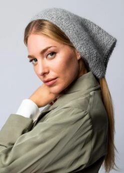 Emelie Bandana -We Are Knitters Sales knitting kit mohair wool scarf emelie bandana grey en 04 2